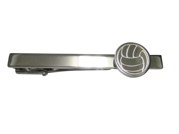 Silver Toned Etched Volleyball Tie Clip