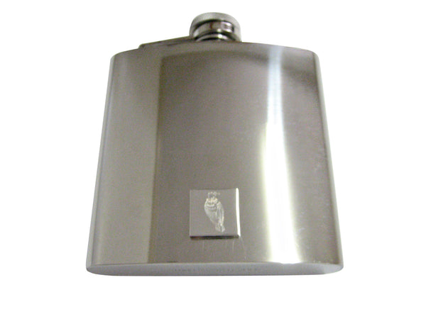 Silver Toned Etched Vulture Bird 6 Oz. Stainless Steel Flask