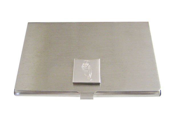 Silver Toned Etched Vulture Bird Business Card Holder