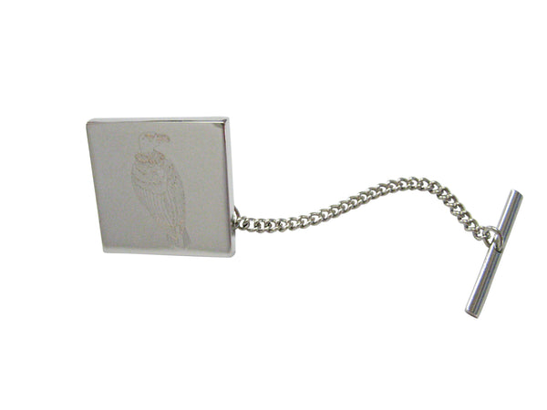 Silver Toned Etched Vulture Bird Tie Tack