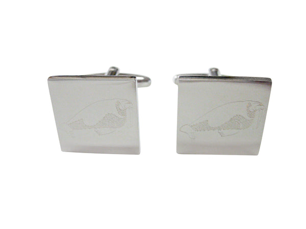 Silver Toned Etched Walrus Cufflinks