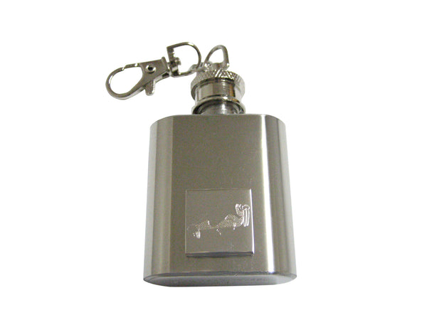 Silver Toned Etched Walrus 1 Oz. Stainless Steel Key Chain Flask