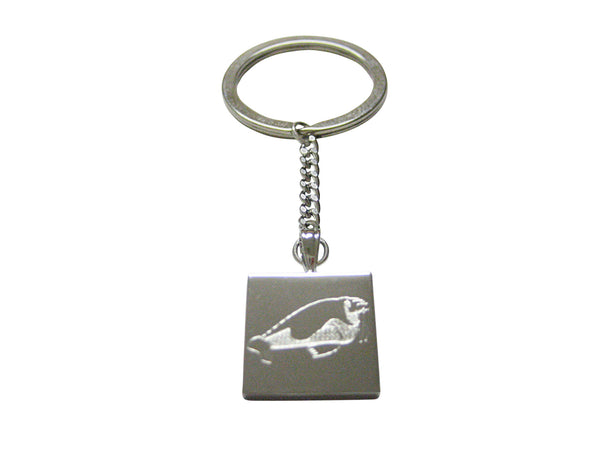 Silver Toned Etched Walrus Keychain