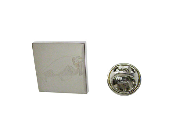 Silver Toned Etched Walrus Lapel Pin
