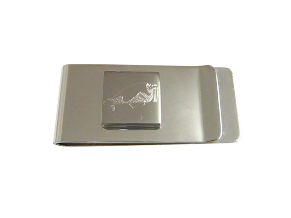 Silver Toned Etched Walrus Money Clip