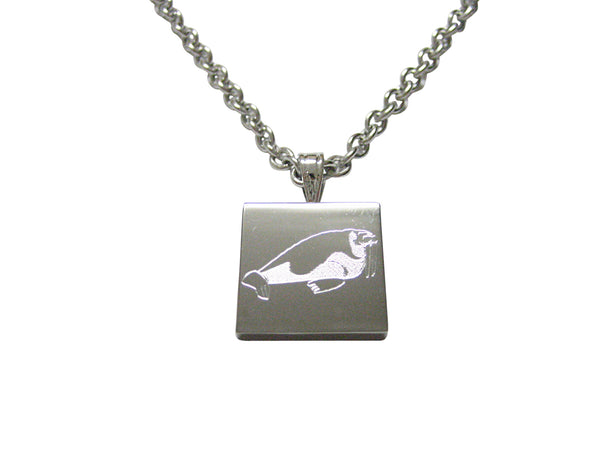 Silver Toned Etched Walrus Necklace
