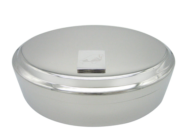 Silver Toned Etched Walrus Pendant Oval Trinket Jewelry Box