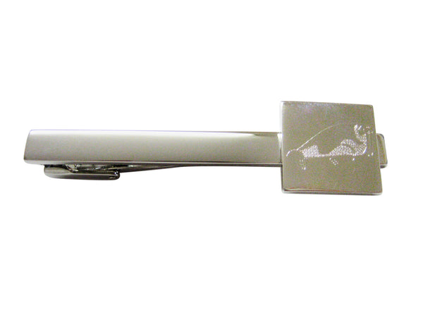 Silver Toned Etched Walrus Square Tie Clip