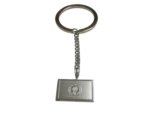 Silver Toned Etched Washington State Flag Pendant Keychain