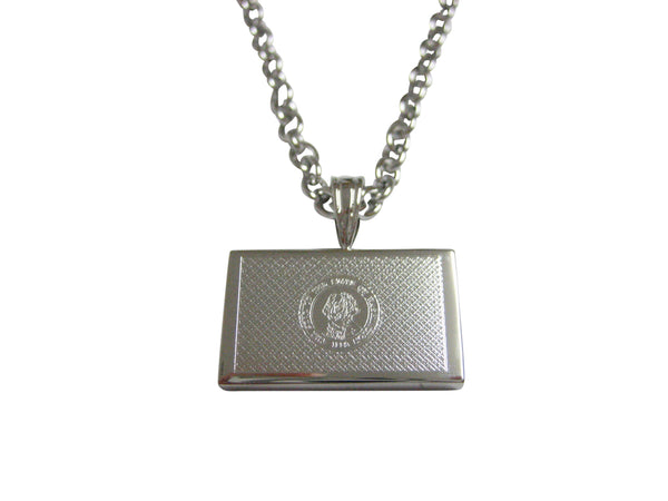 Silver Toned Etched Washington State Flag Pendant Necklace