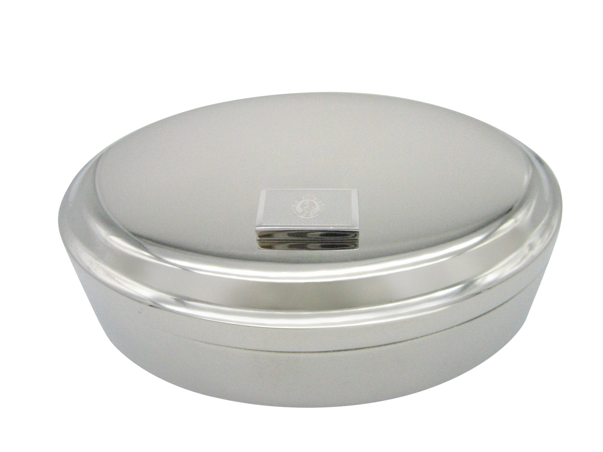 Silver Toned Etched Washington State Flag Pendant Oval Trinket Jewelry Box