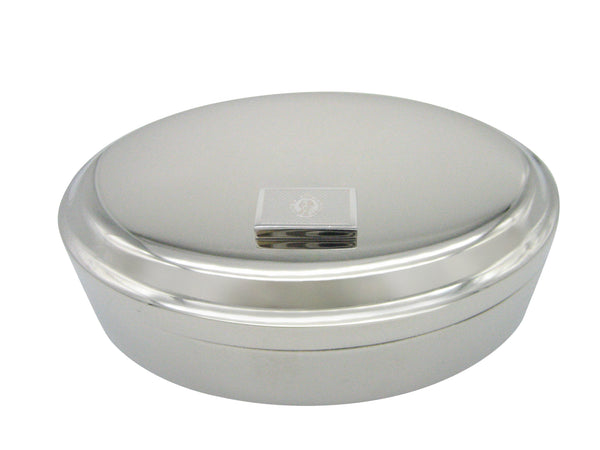 Silver Toned Etched Washington State Flag Pendant Oval Trinket Jewelry Box