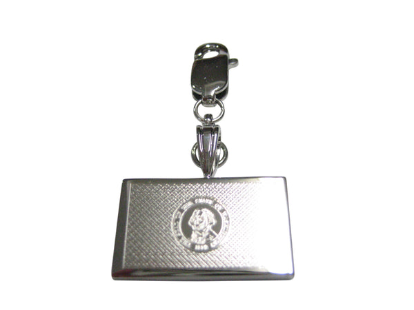 Silver Toned Etched Washington State Flag Pendant Zipper Pull Charm