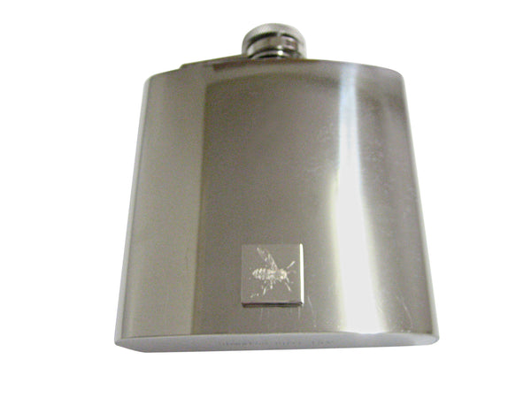 Silver Toned Etched Wasp Insect 6 Oz. Stainless Steel Flask