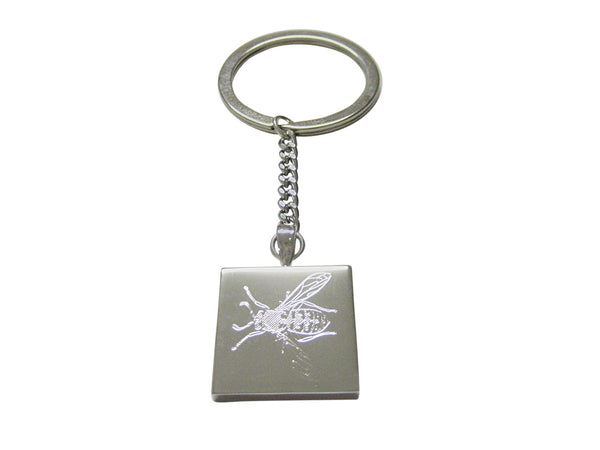 Silver Toned Etched Wasp Insect Keychain