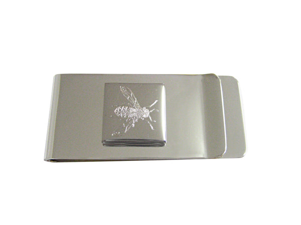 Silver Toned Etched Wasp Insect Money Clip