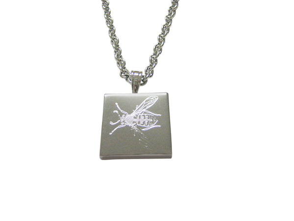Silver Toned Etched Wasp Insect Necklace