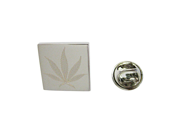 Silver Toned Etched Weed Lapel Pin