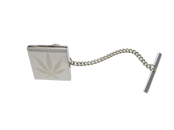 Silver Toned Etched Weed Tie Tack