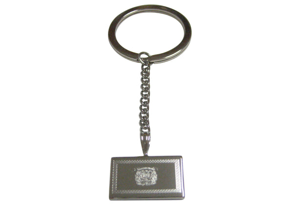 Silver Toned Etched West Virginia State Flag Pendant Keychain