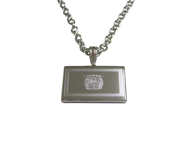 Silver Toned Etched West Virginia State Flag Pendant Necklace