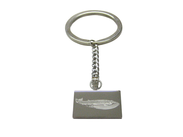 Silver Toned Etched Whale Keychain