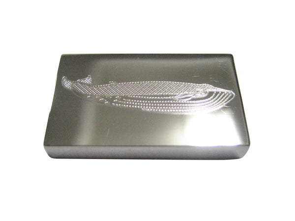 Silver Toned Etched Whale Magnet