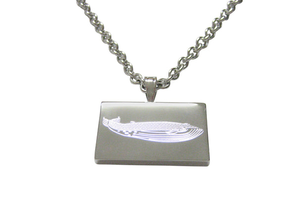 Silver Toned Etched Whale Pendant Necklace