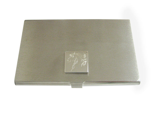 Silver Toned Etched Wild Horse Head Business Card Holder
