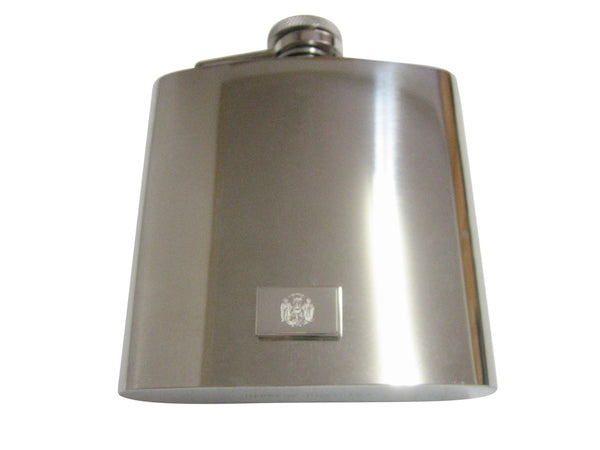 Silver Toned Etched Wisconsin State Flag 6 Oz. Stainless Steel Flask