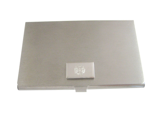 Silver Toned Etched Wisconsin State Flag Business Card Holder