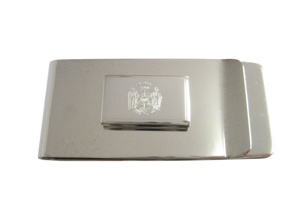 Silver Toned Etched Wisconsin State Flag Money Clip