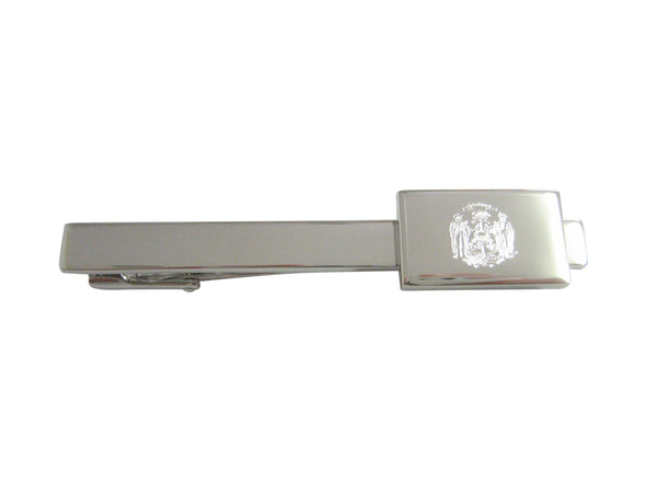 Silver Toned Etched Wisconsin State Flag Square Tie Clip