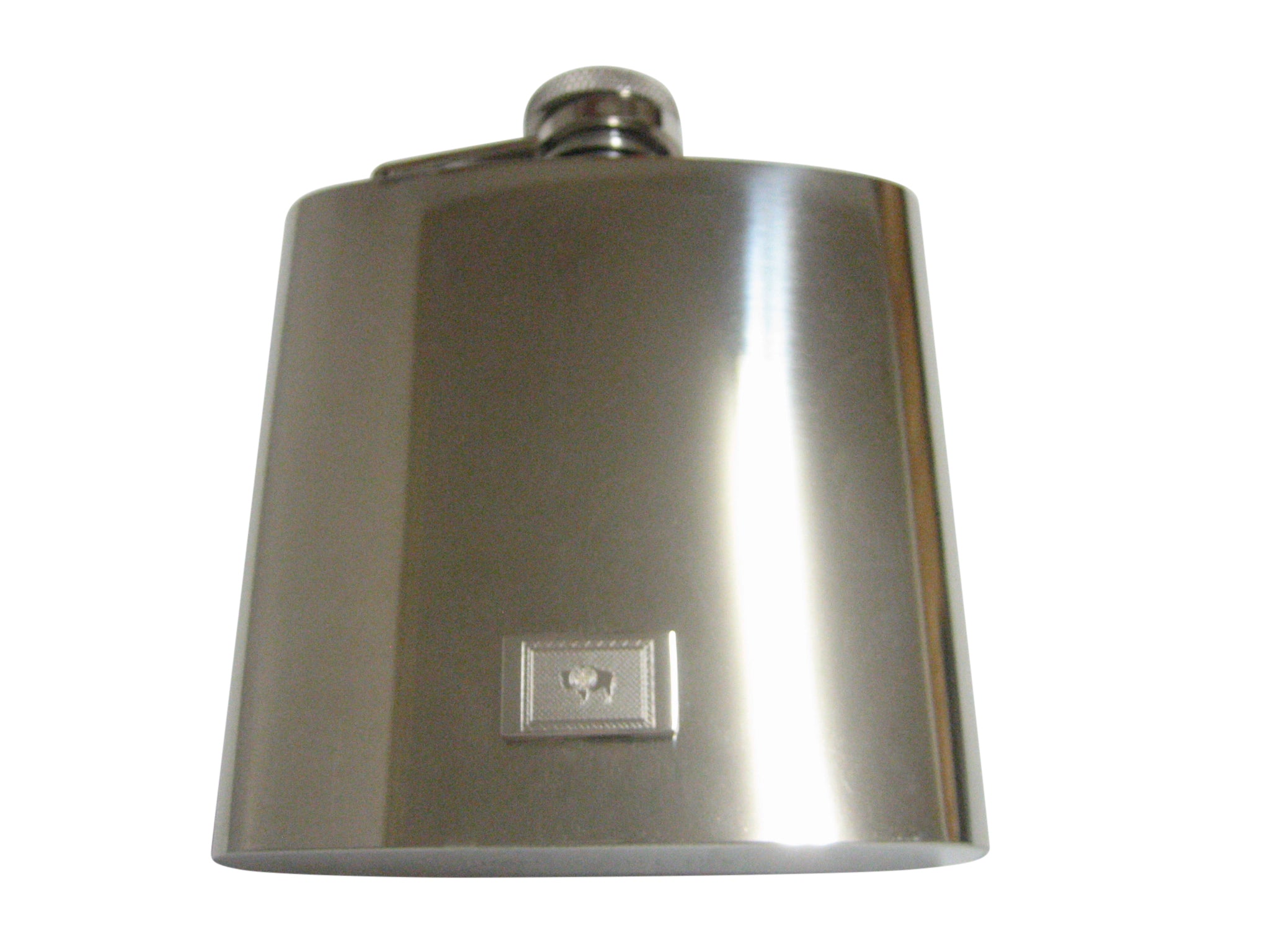 Silver Toned Etched Wyoming State Flag Pendant 6oz Flask