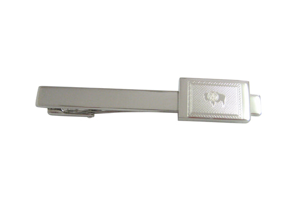Silver Toned Etched Wyoming State Flag Square Tie Clip