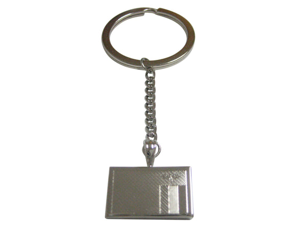 Silver Toned Etched Zambia Flag Pendant Keychain