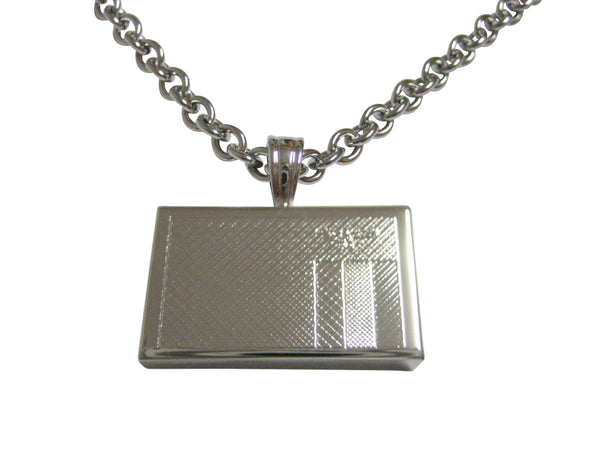 Silver Toned Etched Zambia Flag Pendant Necklace