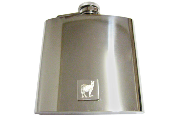 Silver Toned Etched Zebra 6 Oz. Stainless Steel Flask