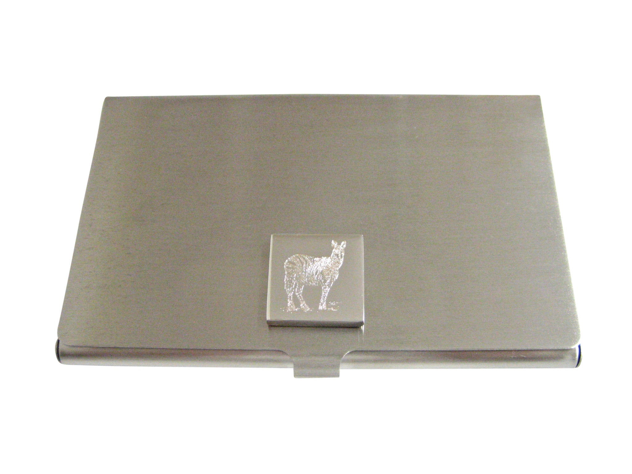 Silver Toned Etched Zebra Business Card Holder