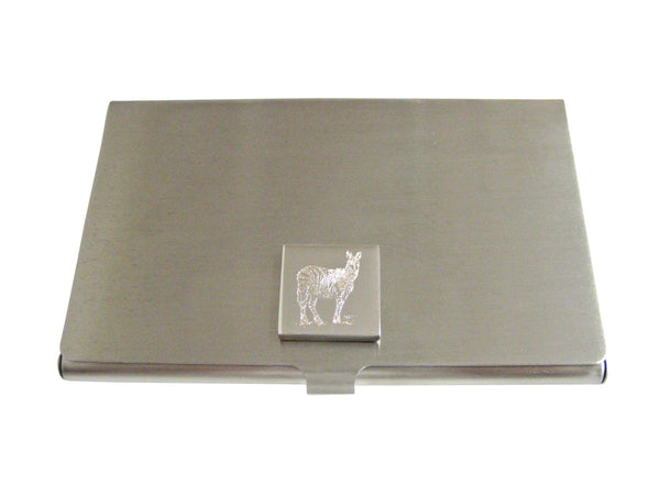 Silver Toned Etched Zebra Business Card Holder