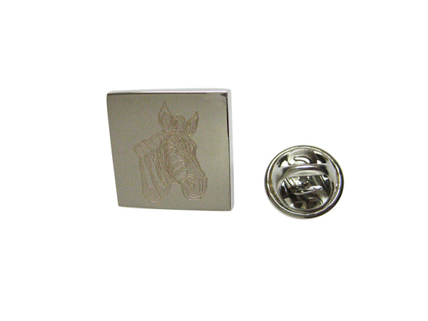 Silver Toned Etched Zebra Head Lapel Pin