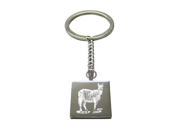 Silver Toned Etched Zebra Keychain