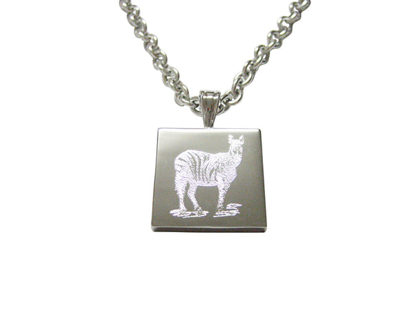 Silver Toned Etched Zebra Necklace