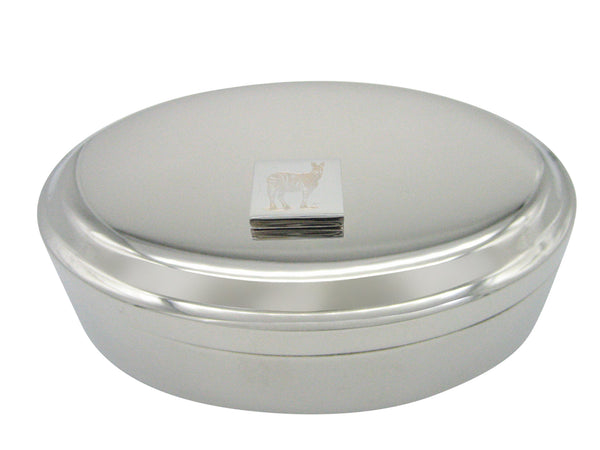 Silver Toned Etched Zebra Pendant Oval Trinket Jewelry Box