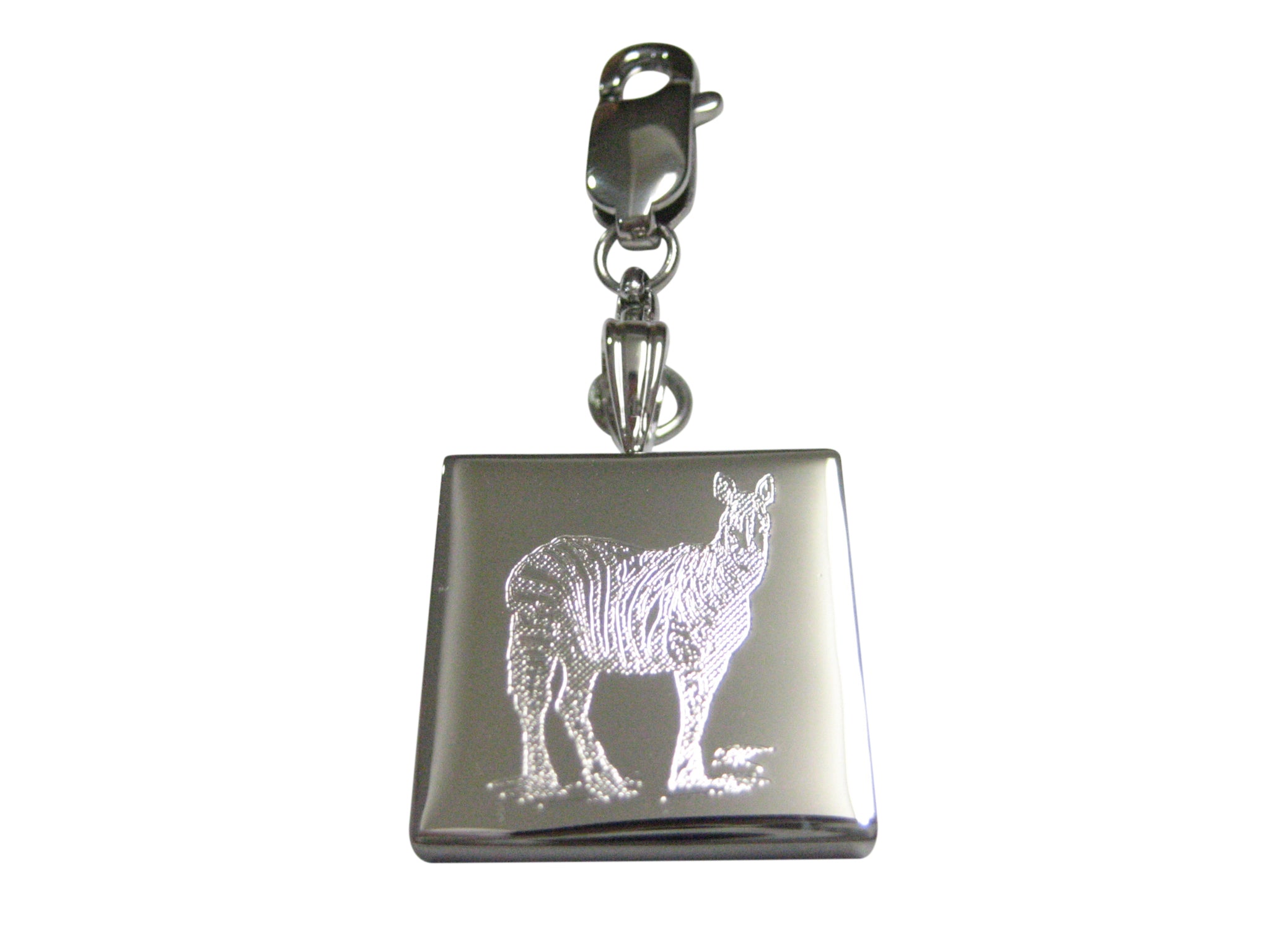 Silver Toned Etched Zebra Pendant Zipper Pull Charm