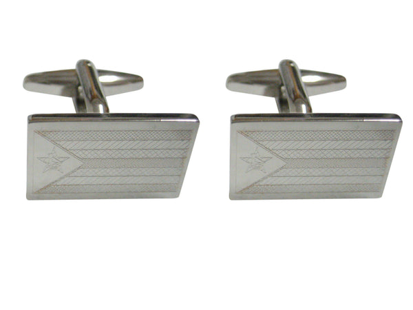 Silver Toned Etched Zimbabwe Flag Cufflinks