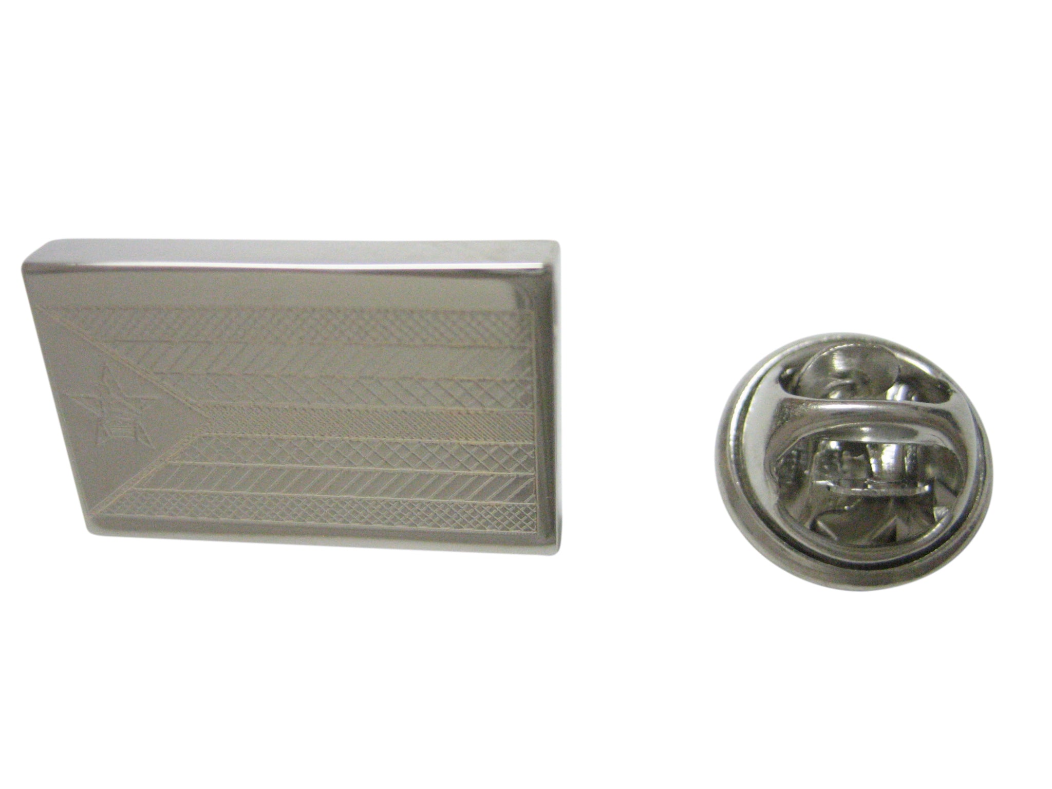 Silver Toned Etched Zimbabwe Flag Lapel Pin