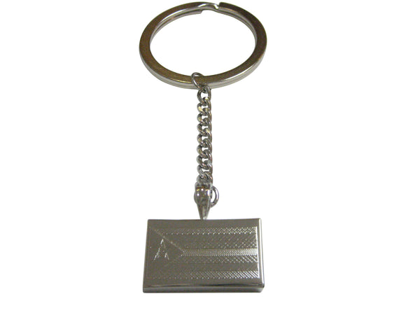 Silver Toned Etched Zimbabwe Flag Pendant Keychain
