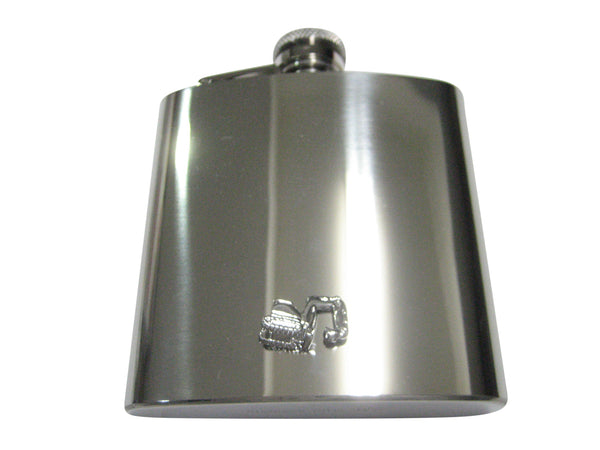 Silver Toned Excavator Heavy Machinery 6oz Flask