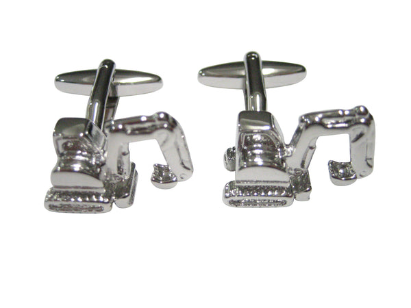 Silver Toned Excavator Heavy Machinery Cufflinks